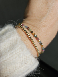 Multi Toermalijn kralen armband, 14k goldfilled & 925 sterling zilver
