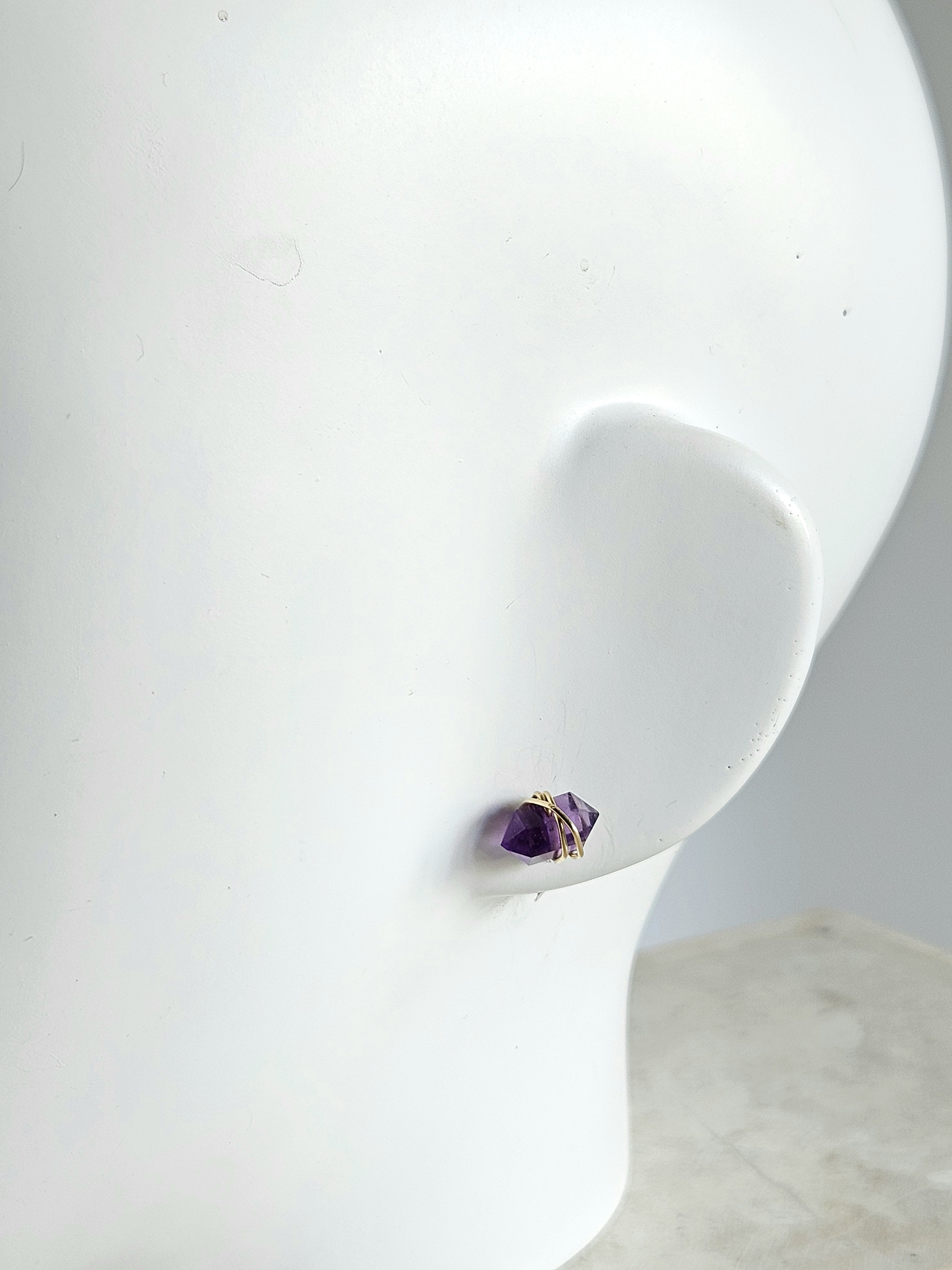 Amethyst stud earrings  14k goldfilled & 925 sterling silver