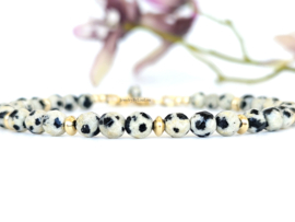 Dalmatian jasper beaded bracelet 14k goldfilled 