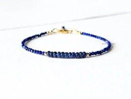 Lapis Lazuli  en Kyaniet kralenarmband, 14k goldfilled - 925 sterling zilver