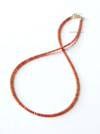 Italiaanse Koraal kralen ketting 14k goldfilled - 925 sterling zilver