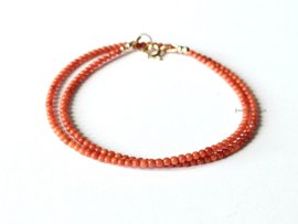 Italiaanse Koraal kralen ketting 14k goldfilled - 925 sterling zilver