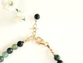 Groene Mos agaat kralen armband, 14k goldfilled - 925 sterling zilver