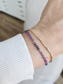 Amethyst and freshwater pearl bracelet 925 sterling silver - 14k goldfilled