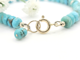 Natuurlijke Arizona Turquoise kralen armbandje, 14k goldfilled - 925 sterling zilver