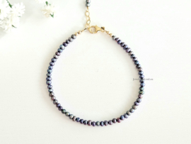 Peacock zoetwaterparel kralen armband, 14k goldfilled & 925 sterling zilver