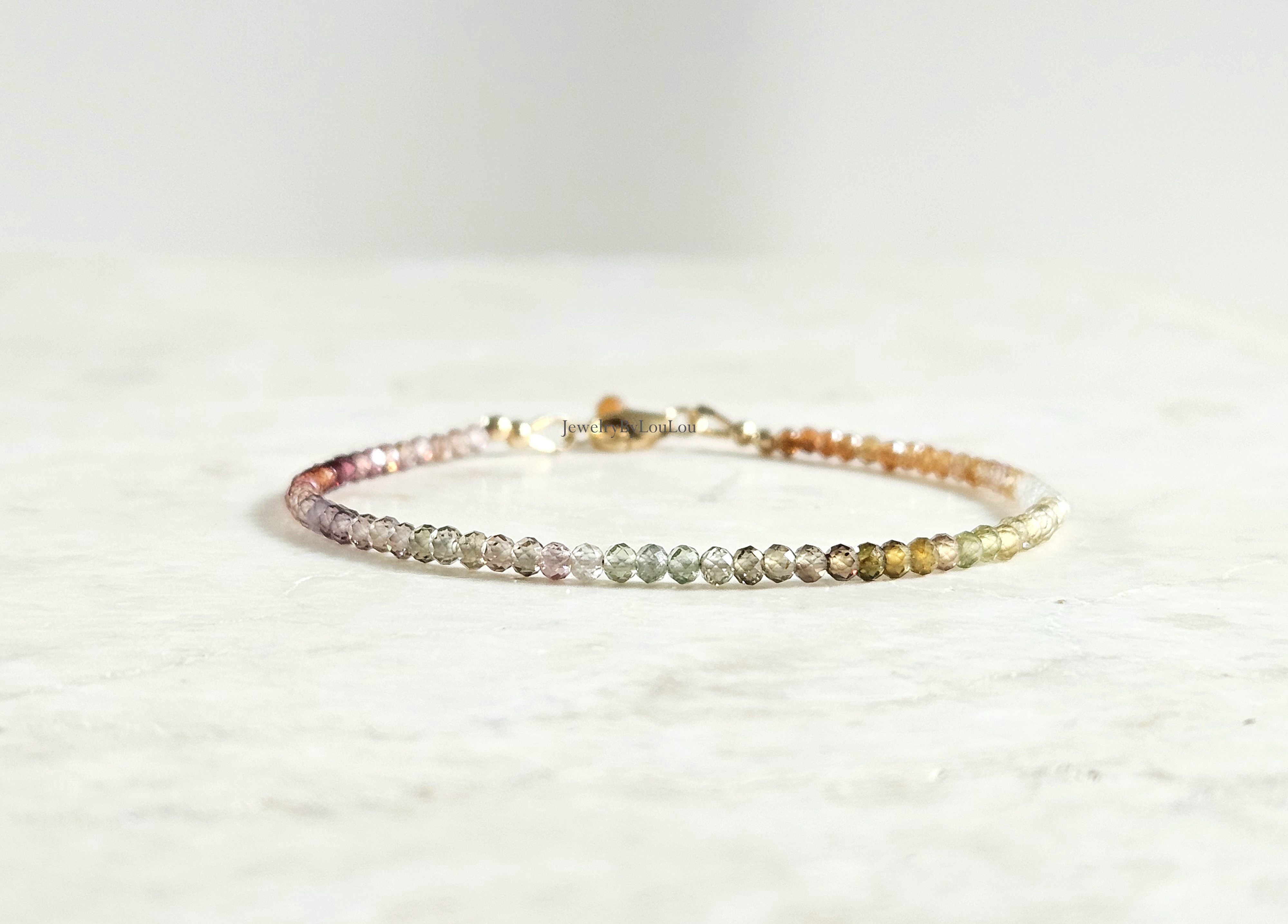 Toendra Saffier edelstenen kralen armband, 14k goldfilled & 925 sterling zilver