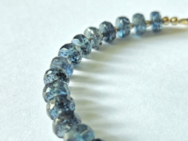 Teal blauwe Kyaniet kralen armband, 14k goldfilled - 925 sterling zilver