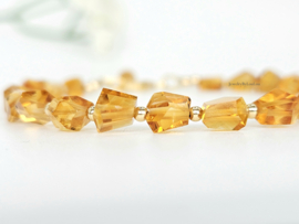 Madeira Citrien edelstenen kralen armband, leverbaar 14k goldfilled - 925 sterling zilver