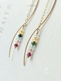 Tourmaline gemstone earrings, 14k goldfilled