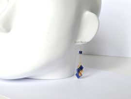 Kyaniet en Citrien cluster oorbellen, 14k goldfilled - 925 sterling zilver