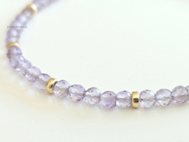 Amethist kralen armband     925 sterling zilver   -   14k goldfilled