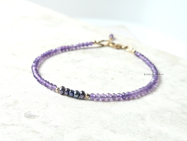 Amethist en zoetwaterparel  armband     925 sterling zilver   -   14k goldfilled