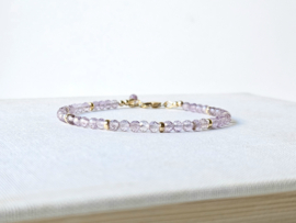 Pink amethyst beaded bracelet 925 sterling silver - 14k gold-filled