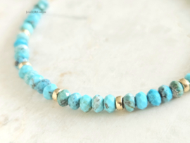Turquoise beaded bracelet, 14k goldfilled - 925 sterling silver