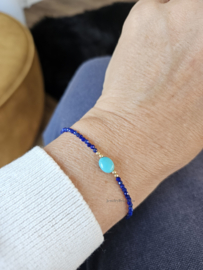 Lapis Lazuli en Sleeping beauty Turkoois kralen armband     925 sterling zilver   -   14k goldfilled