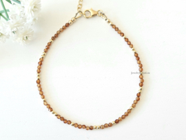 Hessoniet granaat armband, 14k goldfilled & 925 sterling zilver