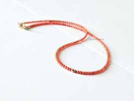 Italiaanse Koraal kralen ketting 14k goldfilled - 925 sterling zilver