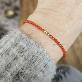 Italiaanse Koraal kralen armband 2mm, 14k goldfilled - 925 sterling zilver