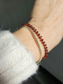 Hessoniet Granaat kralen armband, 14k goldfilled & 925 sterling zilver