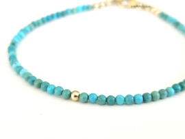 Arizona Turquoise edelstenen kralen armband, leverbaar 14k goldfilled - 925 sterling zilver
