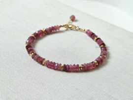 Roze toermalijn armband, 14k goldfilled