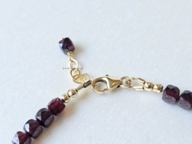 Mozambique garnet beaded bracelet 14k gold-filled 925 sterling silver