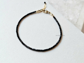 Fijn zwart Spinel kralen armband, 14k goldfilled - 925 sterling zilver