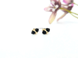 Black onyx stud earrings  14k goldfilled & 925 sterling silver