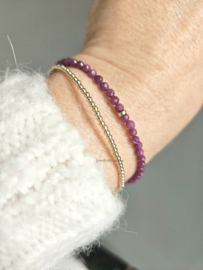 Robijn kralen armband , 14k goldfilled & 925 sterling zilver
