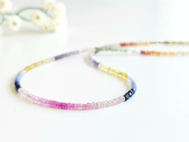 Multu Sapphire beaded necklace, 14k goldfilled - 925 sterling silver