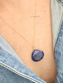 Ketting met Lapis Lazuli hanger, 14k goldfilled 925 sterling zilver