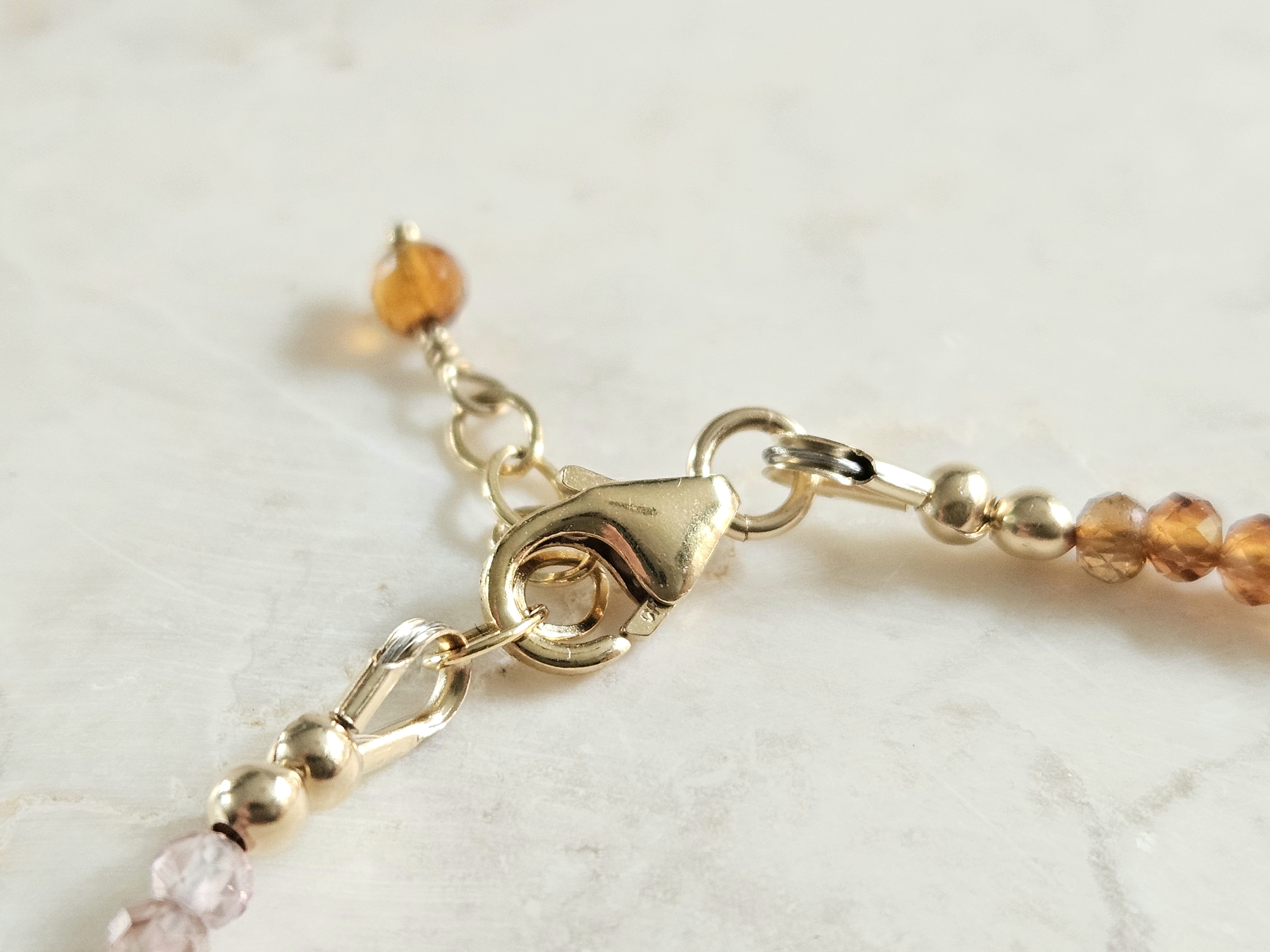 Toendra Saffier edelstenen kralen armband, 14k goldfilled & 925 sterling zilver