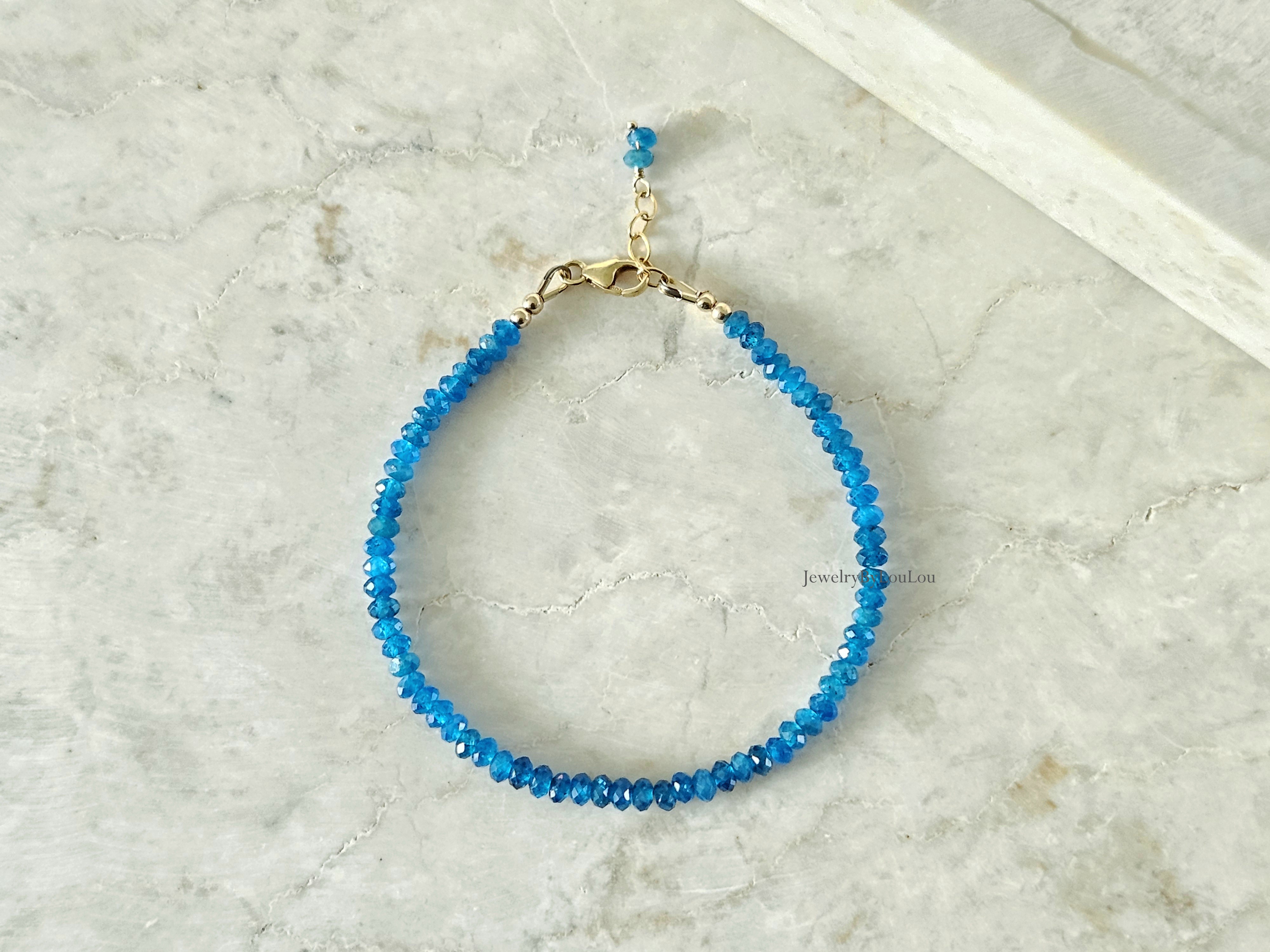 Neon Apatiet edelstenen kralen armband, leverbaar 14k goldfilled - 925 sterling zilver
