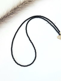 Black Onyx beaded necklace 14k goldfilled - 925 sterling silver