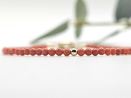 Italian Coral beaded Bracelet, 14k goldfilled - 925 sterling silver