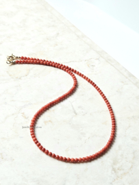 Italian Coral bead necklace 3mm, 14k gold-filled - 925 sterling silver