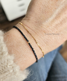 Donker blauwe saffier kralen armband, leverbaar 14k goldfilled - 925 sterling zilver