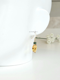 Citrine and green apatite gemstone earrings  14k goldfilled & 925 sterling silver