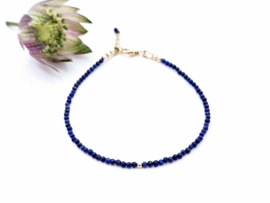 Lapis Lazuli  kralen armband, leverbaar 14k goldfilled - 925 sterling zilver