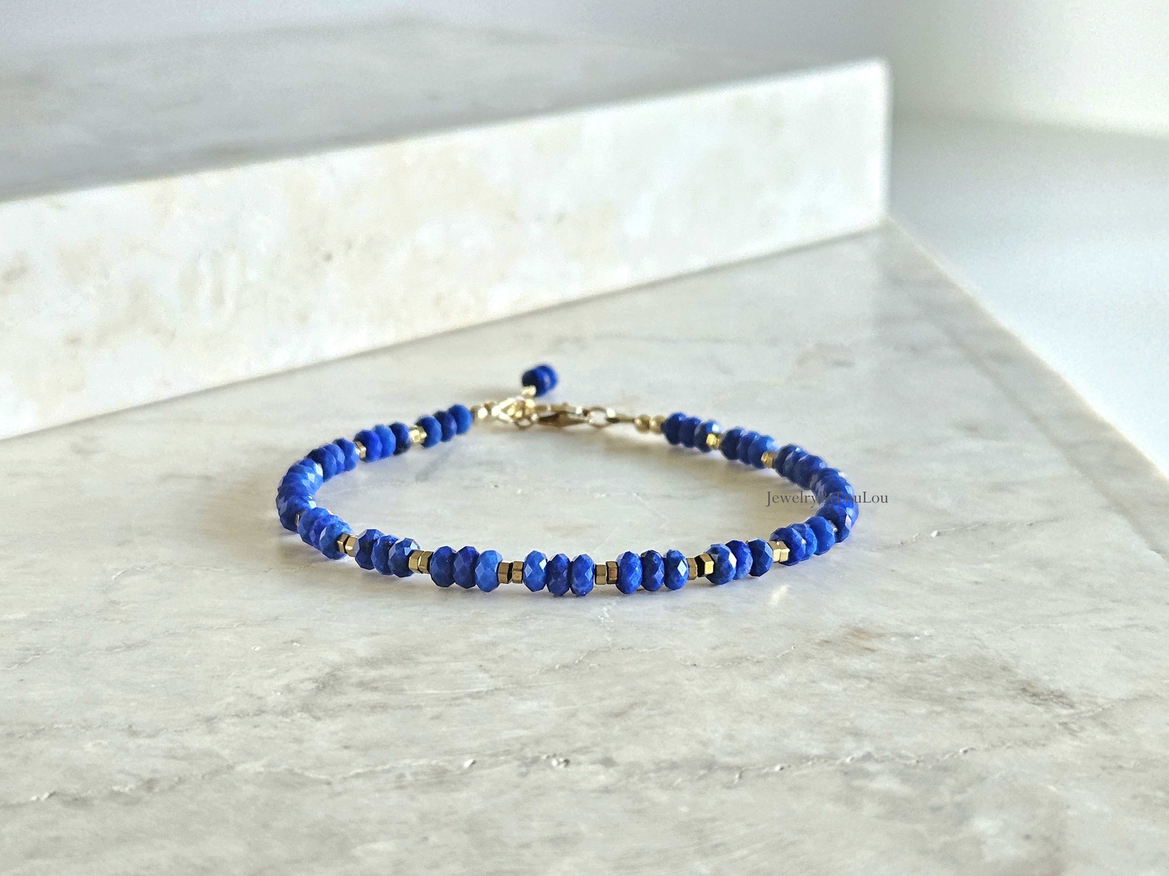 AAA Lapis Lazuli kralen armband, 14k goldfilled - 925 sterling zilver