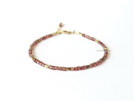 AAA Malaya Granaat en Hematiet kralen armband  14k goldfilled - 925 sterling zilver