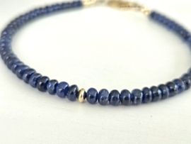 Blauwe Saffier kralen armband, leverbaar 14k goldfilled - 925 sterling zilver