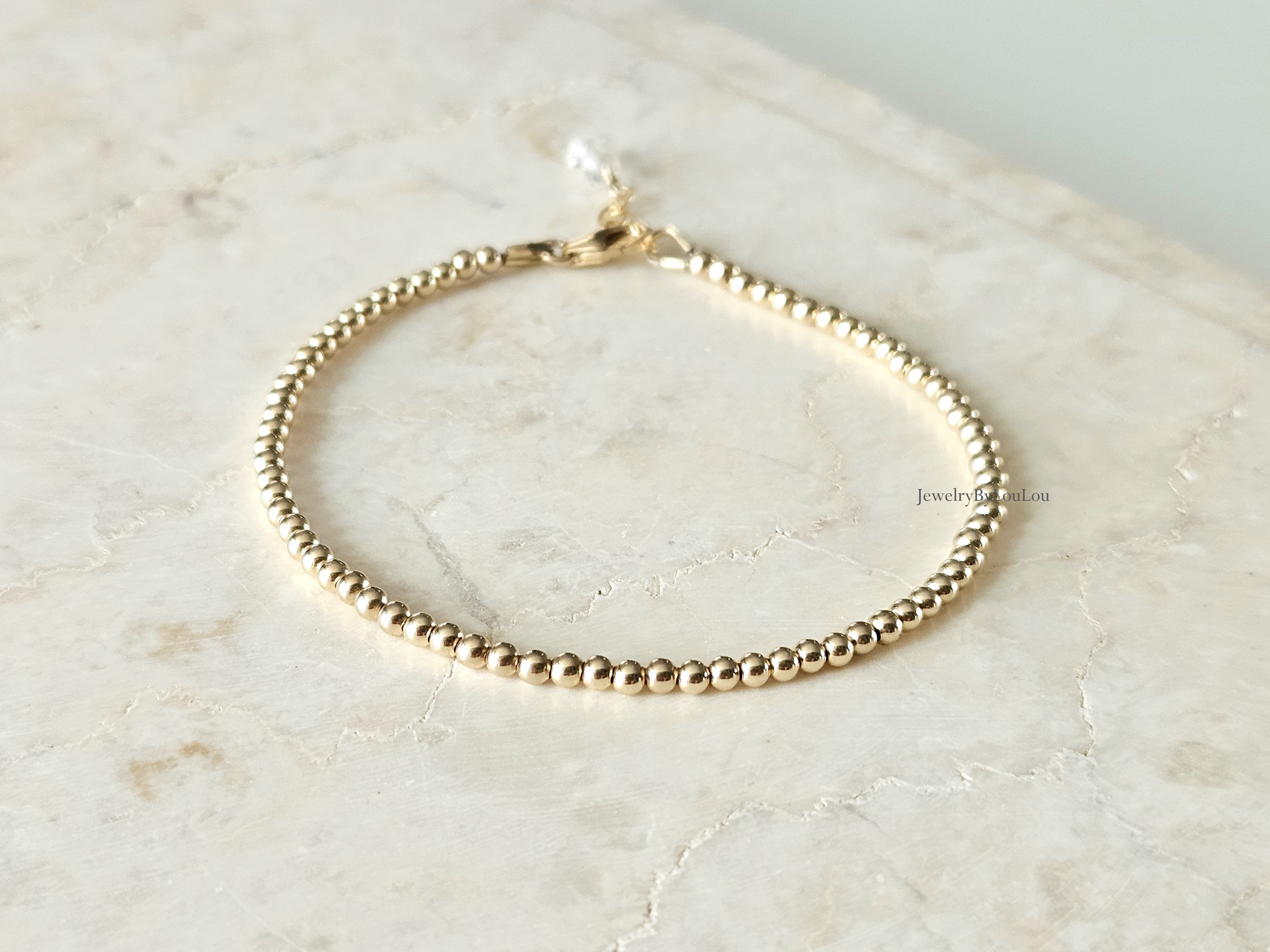14k goldfilled kralen armband 2,5mm, leverbaar met sluiting - elastiek