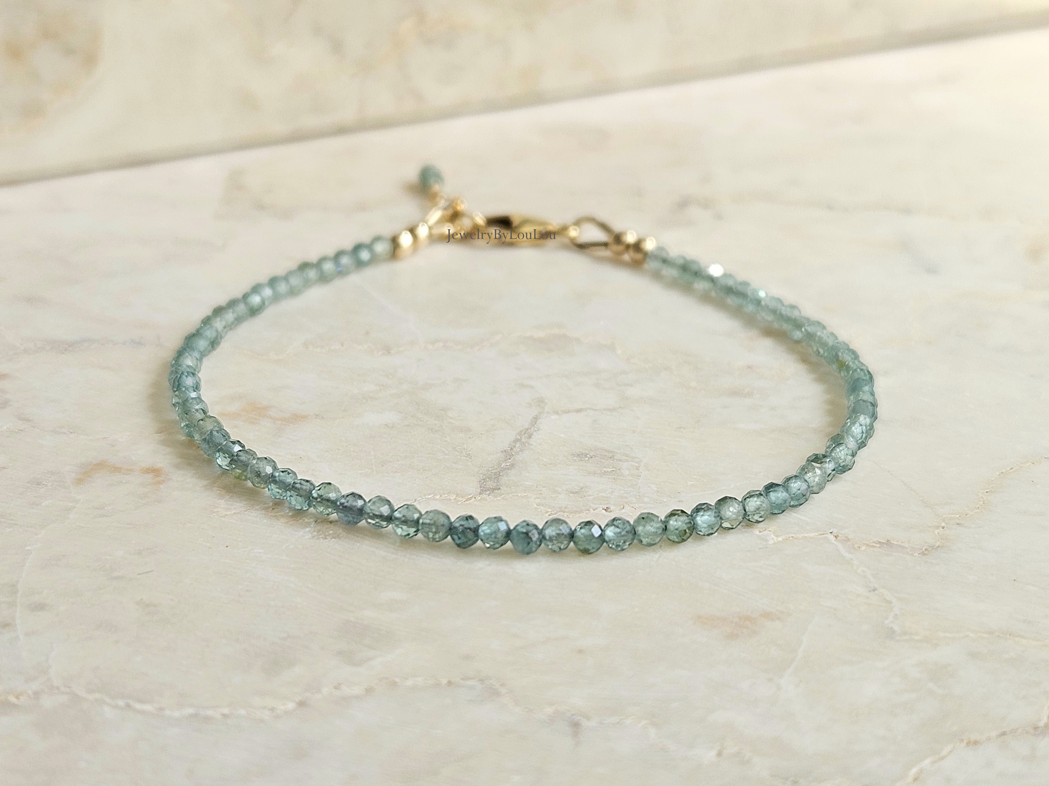 Indicoliet blauwe Toermalijn armband     925 sterling zilver   -   14k goldfilled