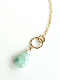 Fijn kettinkje met Peruaanse Opaal hanger - 14k goldfilled 925 sterling zilver