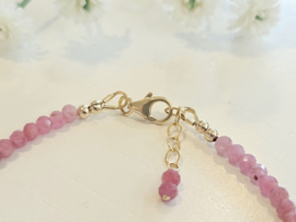 Ruby beaded bracelet, 14k goldfilled & 925 sterling silver