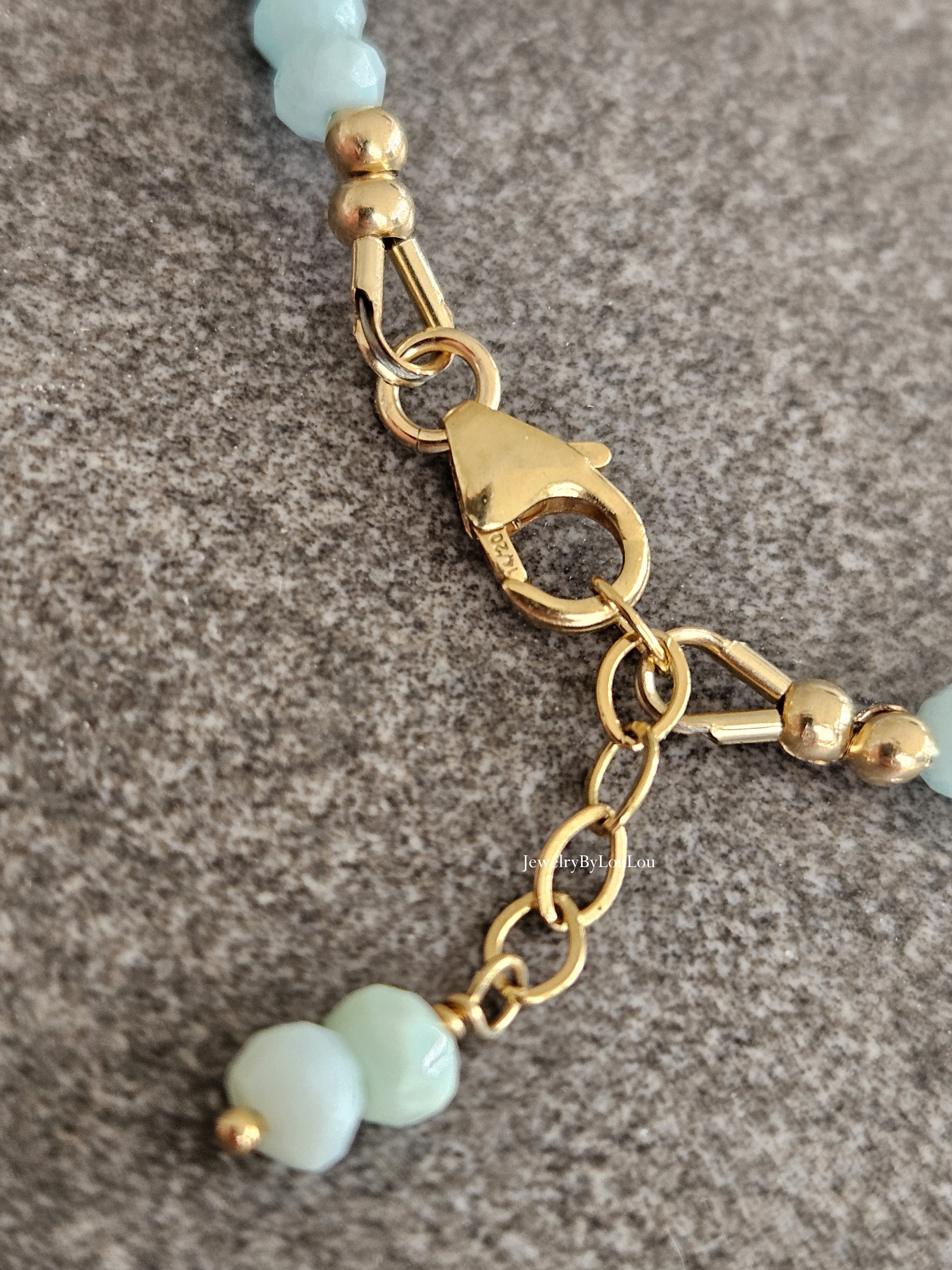 Larimar  en Maansteen kralen armband, 14k goldfilled & 925 sterling zilver