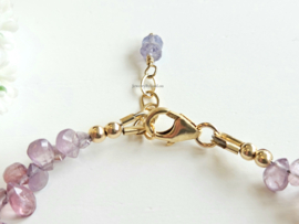 Rare Lavender Spinel Gemstone beaded Bracelet,  14k goldfilled & 925 sterling silver