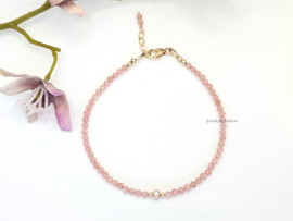 Rhodochrosiet en zoetwaterparel kralen armband, 14k goldfilled & 925 sterling zilver
